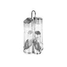 kit Galheteiro 4 Vidro Porta Vinagre Suporte Inox Multiuso