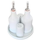 Kit Galheteiro 5 pçs Azeite Vinagre Sal Paliteiro + Bandeja