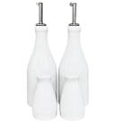 Kit Galheteiro de Mesa Porcelana 1 Linha Porta Azeite Vinagre Paliteiro Saleiro 4 Peças