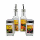 Kit Galheteiro De Vidro 04 Pçs Com Bico Dosador - VDA0502 Kit Galheteiro De Vidro 04 Pçs Com Bico Dosador - VDA0502