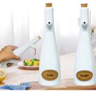 Kit Galheteiro Porcelana Branco Garrafa Azeite e Vinagre 2pçs