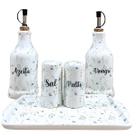 Kit Galheteiro Porcelana Decorada Arabesco Peças:5 peças Kit Galheteiro Porcelana Decorada Arabesco Peças:5 peças