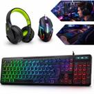 Kit Gamer Competitivel Led Teclado Semi Mecânico + Mouse Óptico E Headset