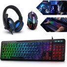 Kit Gamer Competitivo Com Iluminação LED Teclado Semi Mêcanico Mouse E Headset Com Fio