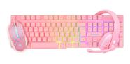Kit Gamer Evolut EG-53 Teclado, Mouse, Headset Rosa