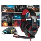 Kit Gamer Headset Fone de Ouvido Microfone Retratil Cancelamento de Ruido Mouse 7 Botões 4800 DPI Mouse Pad Grande 8n