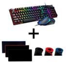 Kit gamer mouse teclado semi mecânico rainbow rgb + mousepad