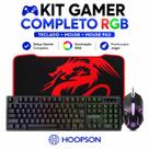 Kit Gamer RGB Completo Teclado Mouse Mouse Pad Gamer Grande Preto Hoopson