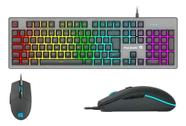Kit Gamer Teclado E Mouse Fortrek Ranger Rainbow Grafite