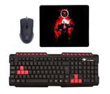 KIT Gamer Teclado multimídia + Mouse led 7 Botões 3.200 DPI + Mouse Pad