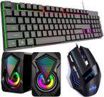 Kit Gamer Teclado Semi-mecânico + Mouse Gamer 3200 Dpi + Caixa De Som