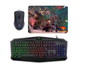 KIT Gamer Teclado Tanker Rainbow T Dagger + Mouse Led 7 Botões 3.200 DPI Strike + Mouse Pad G FIRE