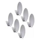 Kit ganchos adesivos inox oval autoadesivo parede organizador multiuso 6 peças