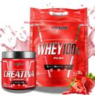 Kit Ganho de Massa Integralmédica Whey 100 Pure 900g Morango Creatina Hardcore 300g