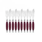 Kit Garfo e Faca Peixe Cozinha 10 Pçs Bordô Country Bugatti
