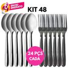Kit Garfo Sobremesa E Colher Sobremesa Aço Inox Jogo Talher Resistente Restaurante Cozinha