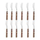 Kit garfos de mesa polywood 12 peças em aço inox com cabo madeira marrom - Tramontina