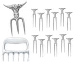Kit Garra de Urso + Garfo Tridente + 12 Mini Tridente Petisco Churrasco