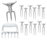 Kit Garra de Urso + Tridente + 12 Garfinhos Petisco Churrasco