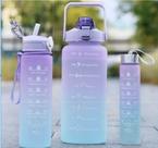 Kit Garrafa 3 Galões Água Squeze Motivacional C/ Adesivos 3d - 300ML+900ML+2000ML