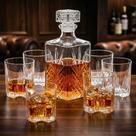 Kit Garrafa de Whisky 1L e 6 Copos Bormioli Rocco Selecta Vidro Italiano Original