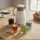 Kit Garrafa Térmica 1 Litro 4 Canecas de Vidro Conjunto para Café Chá Bebidas Ampola de Vidro