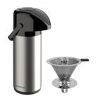 Kit Garrafa térmica 1 Litro Inox Verona + Coador de Inox Filtro de café Permanente Unitermi