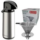 Kit Garrafa térmica 1,8 L Inox Verona Coador de Inox Tamanho 103 Filtro de café Permanente Unitermi