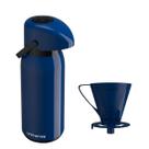 Kit Garrafa Térmica 1,8 Litro Verona Azul + Suporte Filtro Azul Unitermi