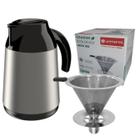 Kit Garrafa térmica 600ML Inox Berlim Coador de Inox Tamanho 103 Filtro de café Permanente Unitermi