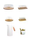 Kit Garrafa Térmica + Boleira + Queijeira + Porta Frios + Manteigueira + Açucareiro Bambu