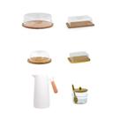 Kit Garrafa Térmica + Boleira + Queijeira + Porta Frios + Manteigueira + Açucareiro Bambu