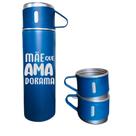 Kit Garrafa Térmica C/ 3 xícaras 400ml Mãe que ama dorama