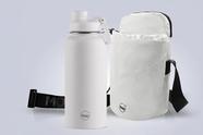 Kit garrafa térmica inox Facy 960ml white e bolsa Shoulder Bottle branca