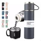 Kit Garrafa Térmica Vacuum Flask Set Inox 500ml + 3 Xícaras
