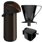 Kit Garrafa Térmica Verona 1 Litro Suporte para Filtro de Café e Açucareiro 350 ML Unitermi Kit Garrafa Térmica Verona 1 Litro Suporte para Filtro de Café e Açucareiro 350 ML Unitermi
