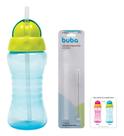 kit Garrafinha Fresh com canudo Silicone 300ml Canudo com escova Buba