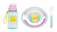 KIT Garrafinha Pratinho Colher Linha Animal Fun Girafinha para enxoval Nenê Bebê