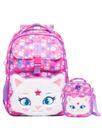 Kit Gatinha Mia Mochila Rodas + Lancheira Térmica Pelúcia