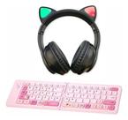 Kit Gatinho Fone Sem Fio + Teclado Bluetooth