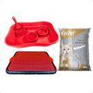 Kit Gato Completo Bandeja Sanitária+Areia Natural Tradicional 4kg