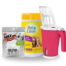 Kit Gato Pá Coletora P/Caixa de Areia + Coletor de Pelos P/Máquina + Lenços Umedecidos Para Gatos