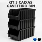 Kit Gaveta Caixa BIN N8 Plástica Empilhável Organizadora Parafusos Ferramentas Oficina Gaveteiro