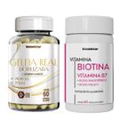 Kit Geleia Real Liofilizada Biotina Pele Cabelos Unhas Beleza 60 Cápsulas Rico Acido Fólico Vitamina