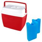 Kit Gelo Artificial Reutilizável Kool 2un e Caixa Térmica 26L 35 Latinhas Alimento Quente Frio Mor