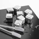 Kit Gelo de Aço Inox Whisky Drinks com 8 Cubos e Pegador