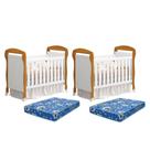 Kit Gêmeos Berço Mini Cama Danny com Colchões Baby Physical - Reller Móveis