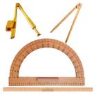 Kit Geométrico do Professor Com 1 Régua MDF 1 Metro Com Pegador + 1 Transferidor MDF 180 Graus + 1 Compasso Quadro Branco Pinus 40 cm + 1 Compasso Par