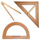 Kit Geométrico do Professor Com 1 Transferidor Em MDF 180 Graus + 1 Compasso Para Giz 40 cm + 1 Esquadro Em MDF 45 Graus