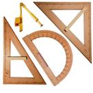 Kit Geométrico do Professor Mdf Com Esquadros 45 + 60 + Transferidor 180 + Compasso Para Quadro Branco Souza ou SB